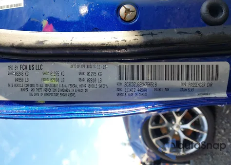 2019 Dodge Challenger Gt z USA, uszkodzony, nr VIN 2C3CDZJG8KH756518